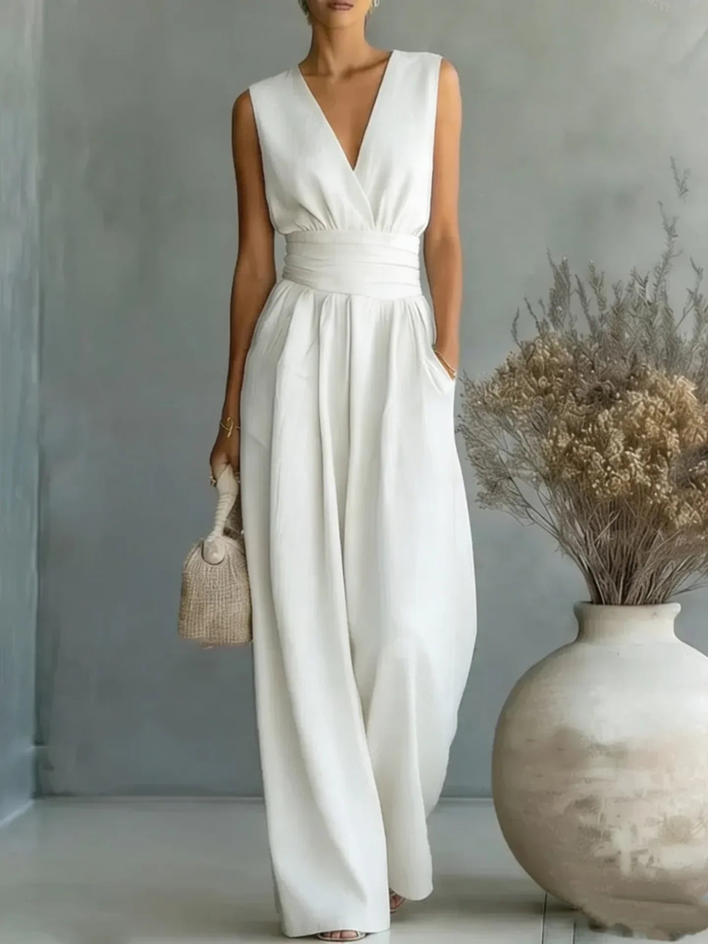Alessia Sleeveless V Neck Jumpsuit