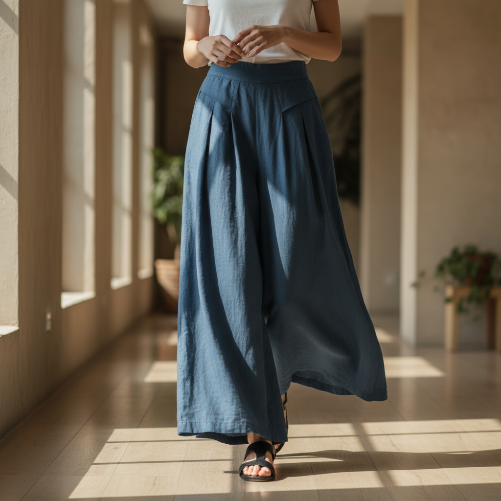 Viora Cotton Linen Wide Leg Pants