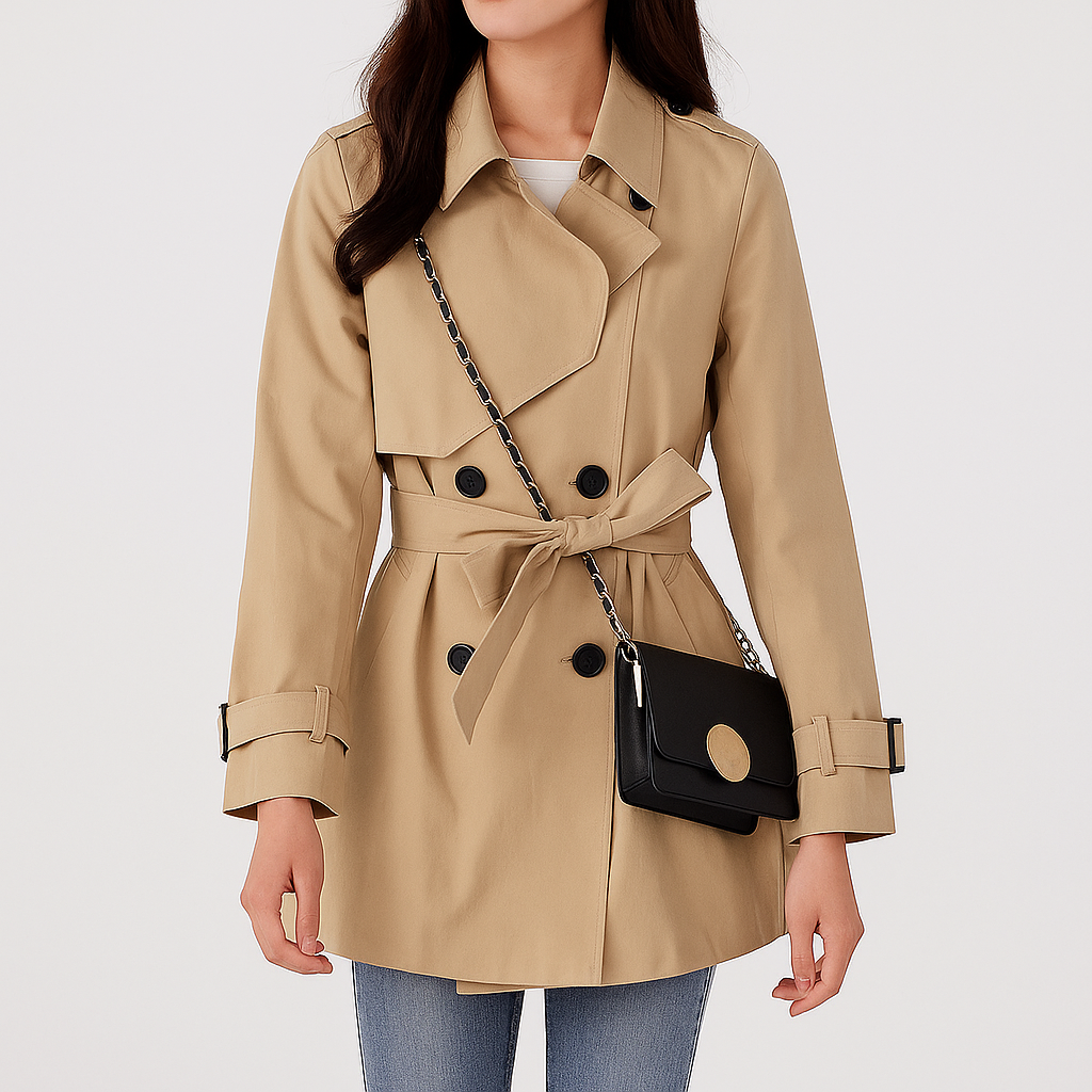 Marinda Women Elegant Belted Trench Coat