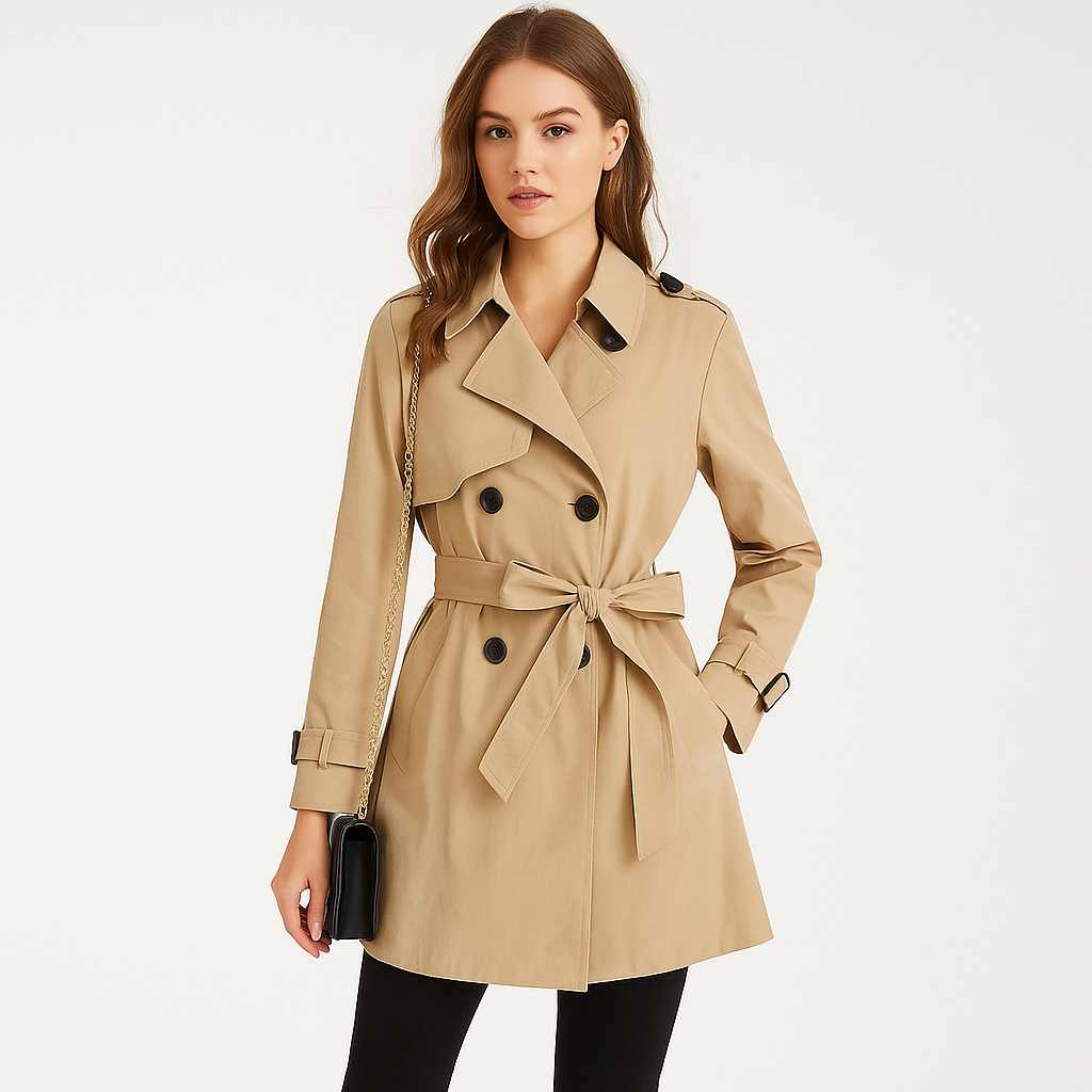 Marinda Women Elegant Belted Trench Coat