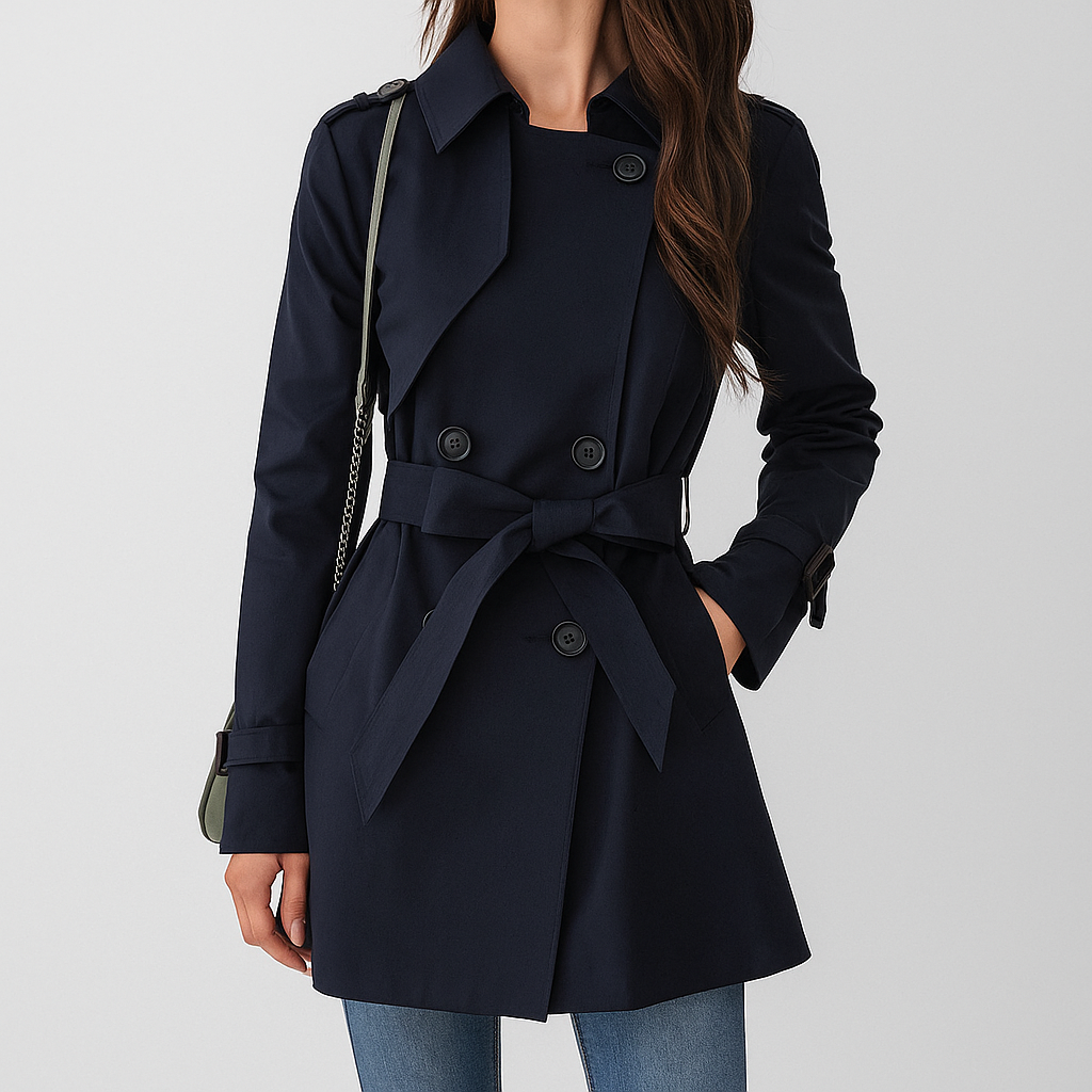 Marinda Women Elegant Belted Trench Coat