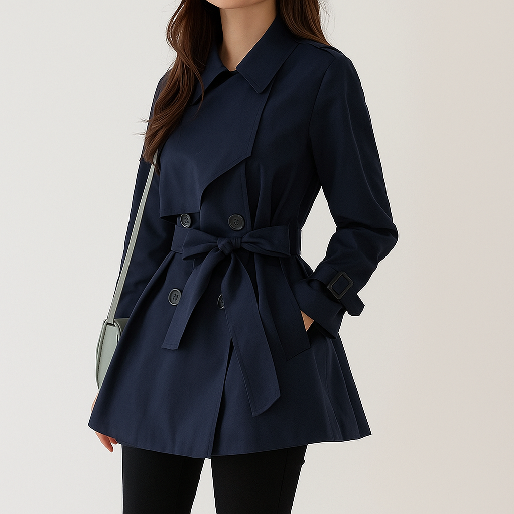 Marinda Women Elegant Belted Trench Coat