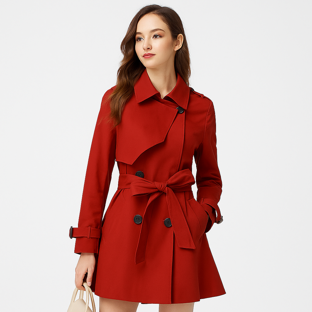 Marinda Women Elegant Belted Trench Coat