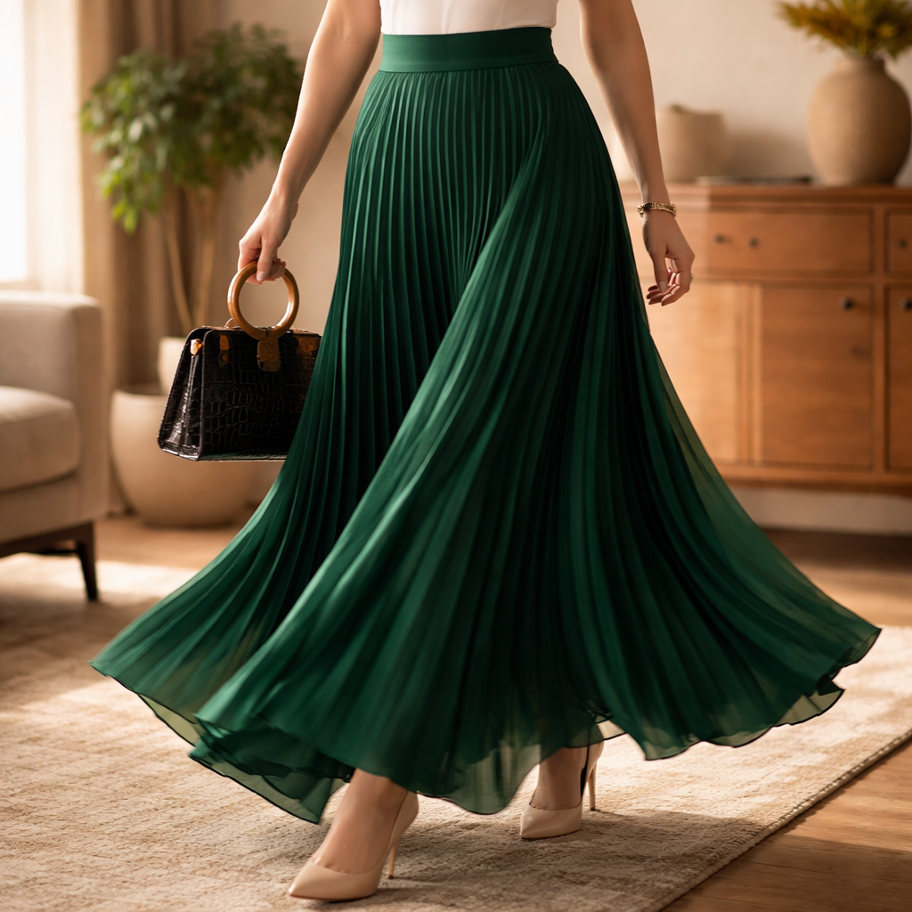 Helena Pleated A-Line Skirt