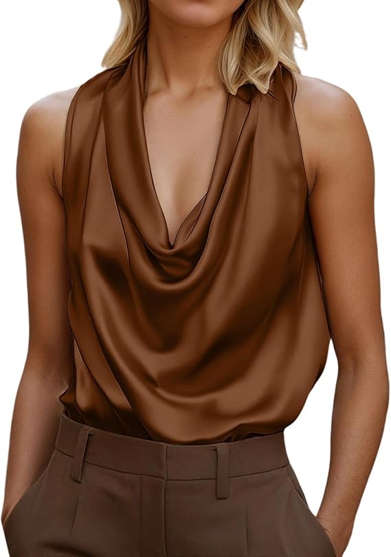Ella Draped Cowl Neck Sleeveless Blouse
