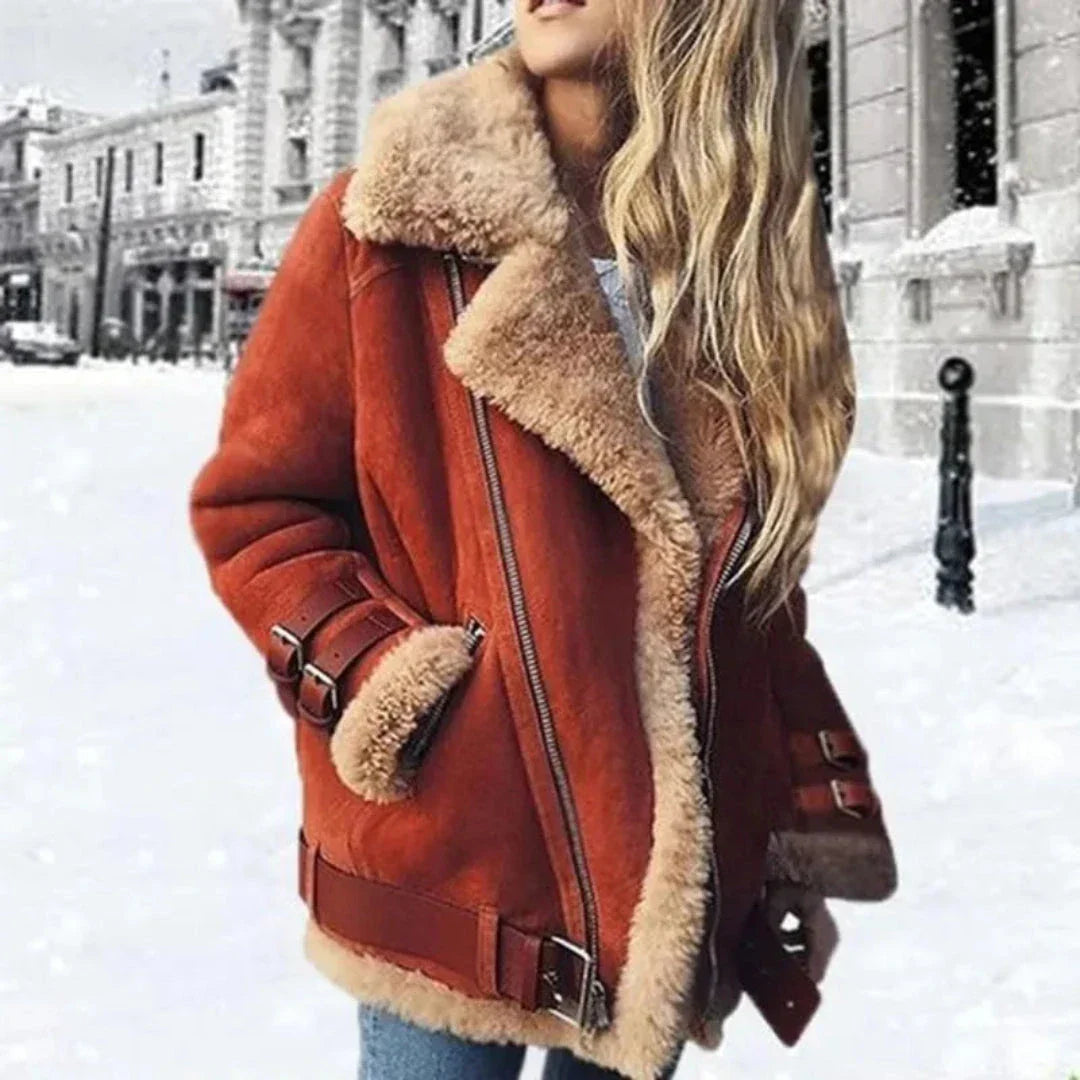 Kylie Women Shearling-Lined Suede Aviator Jacket