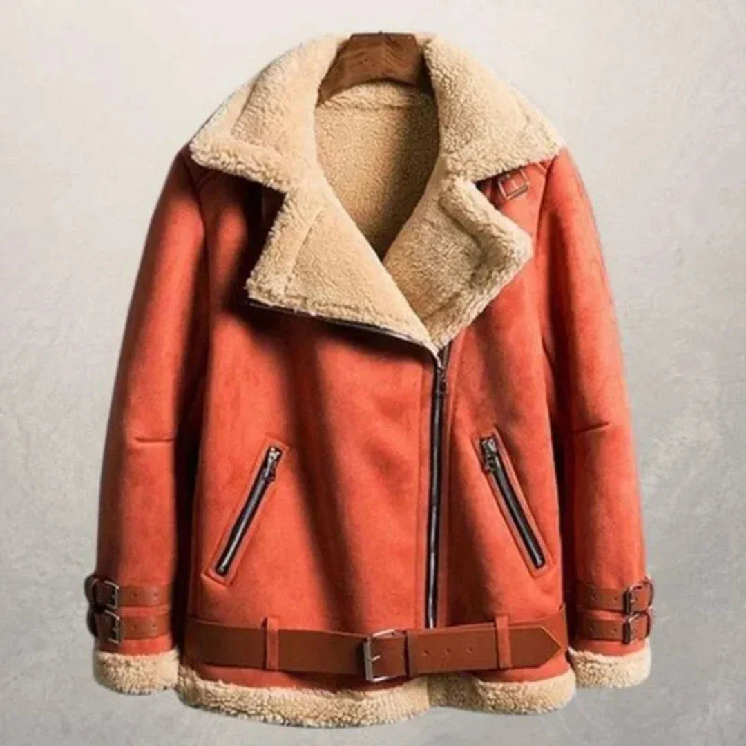 Kylie Women Shearling-Lined Suede Aviator Jacket