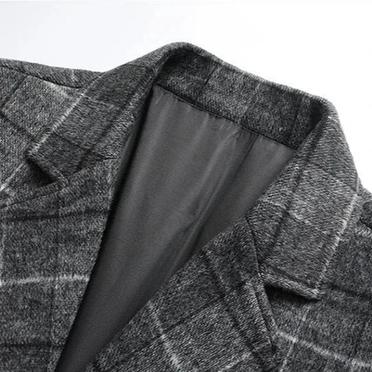 Alfred Men's Brushed Wool Plaid Overcoat