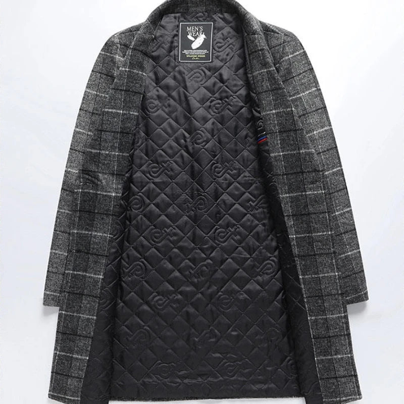 Alfred Men's Brushed Wool Plaid Overcoat