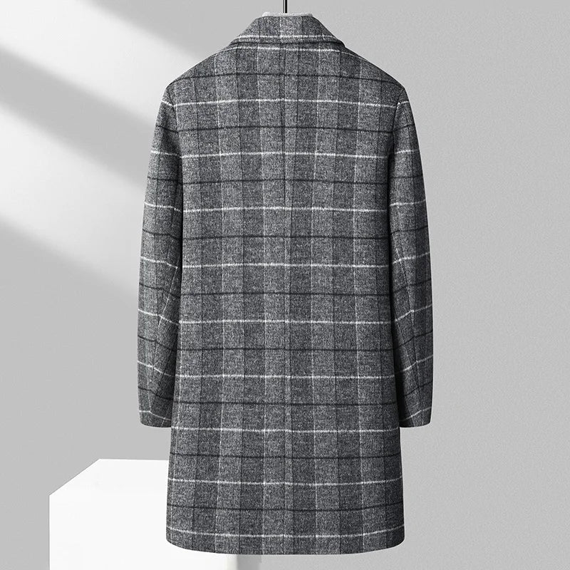 Alfred Men's Brushed Wool Plaid Overcoat