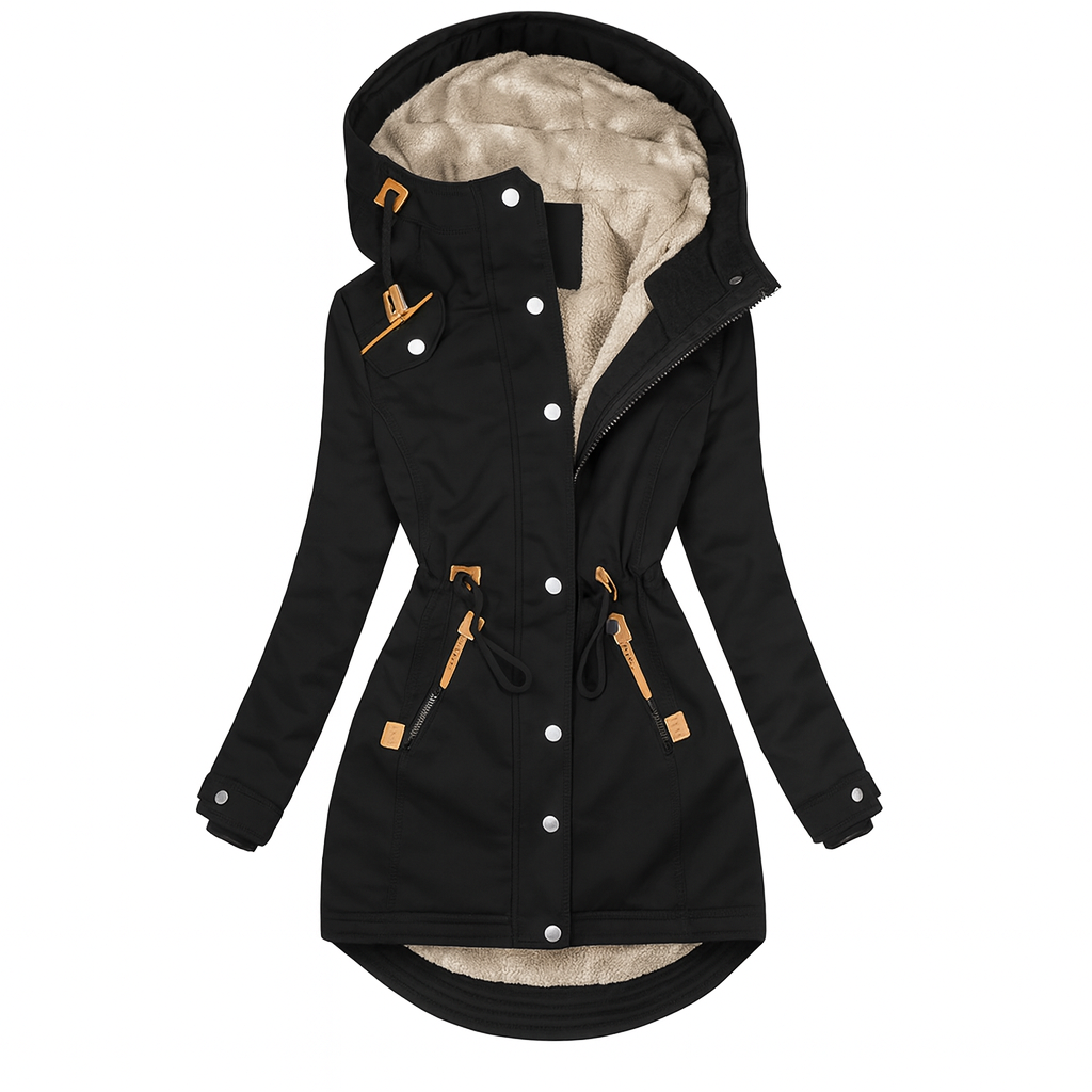 Oretega Women Long Cozy  Quilted Hooded Coat