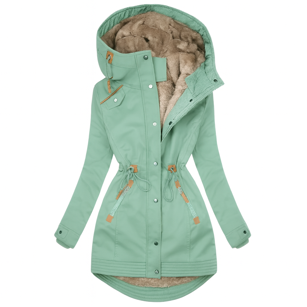 Oretega Women Long Cozy  Quilted Hooded Coat