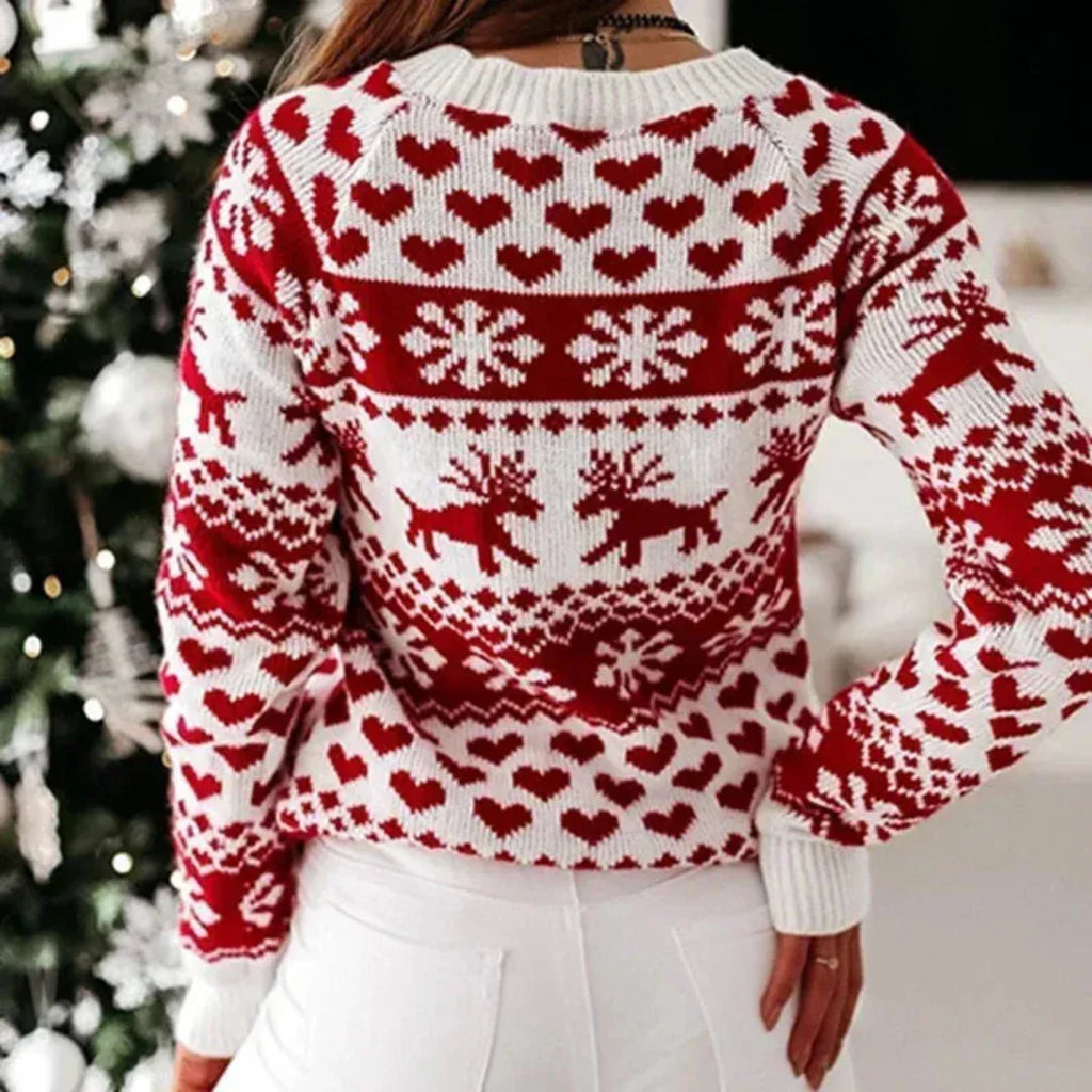 Women's Holly Reindeer Christmas Sweater