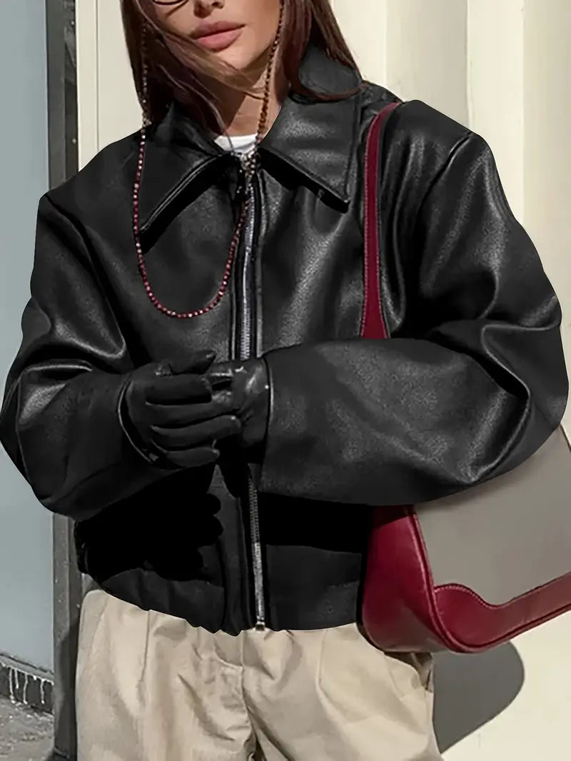 Sally Women's Relaxed Fit Zip-Up Bomber Jacket