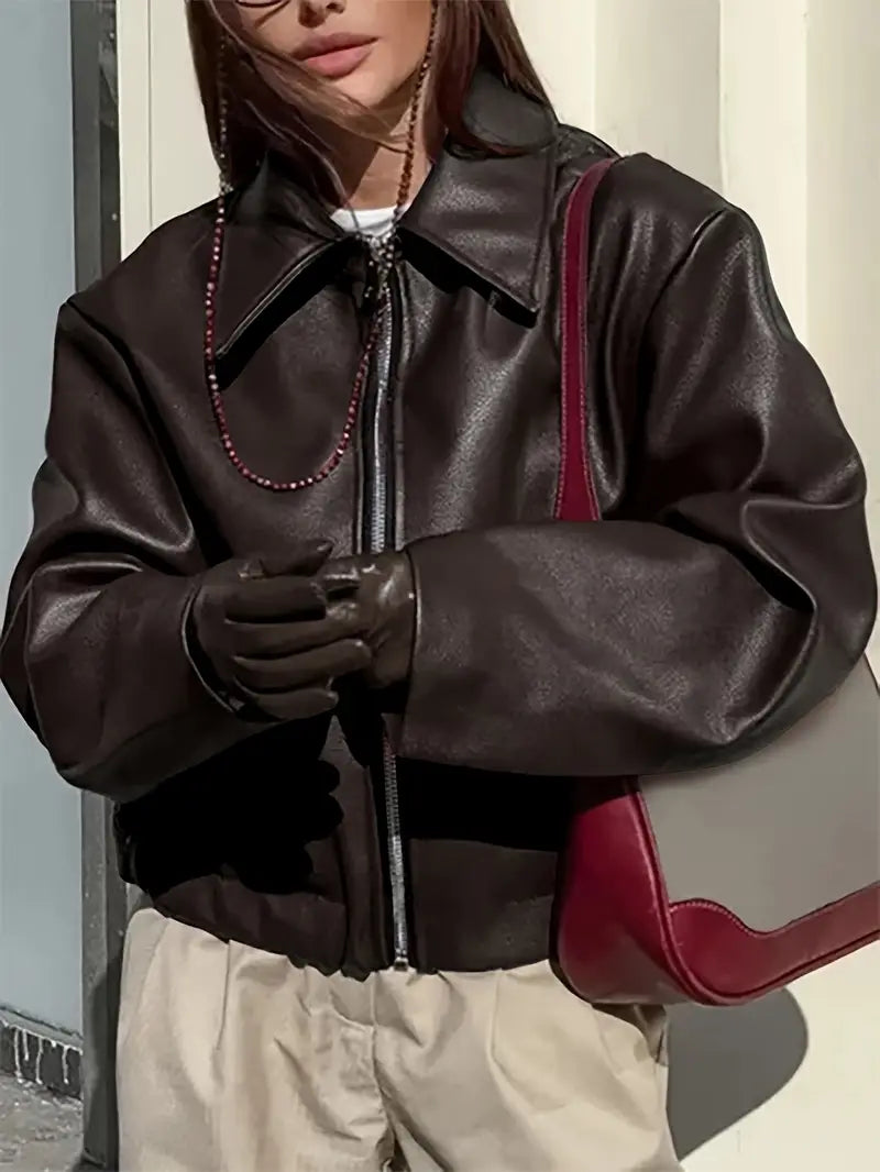 Sally Women's Relaxed Fit Zip-Up Bomber Jacket