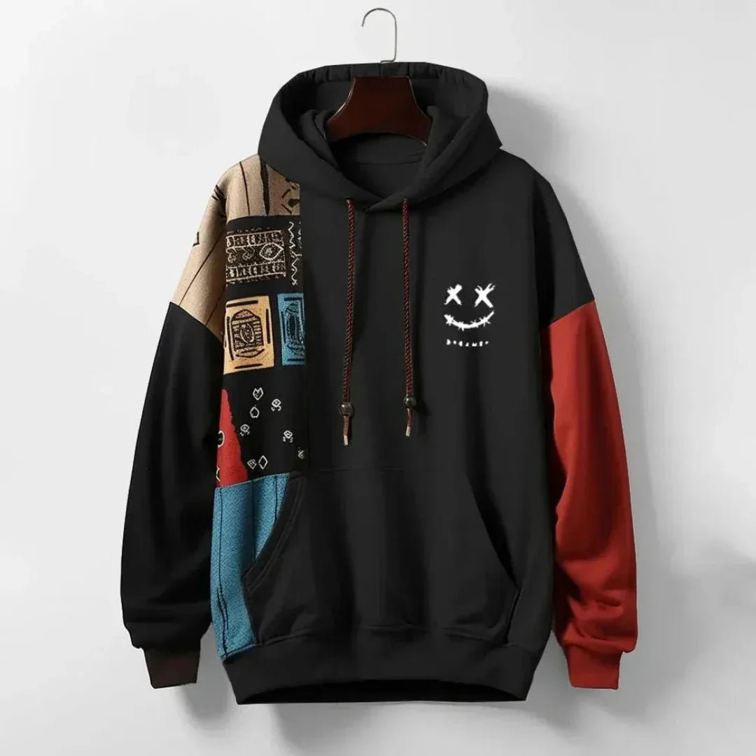 Streetwear Men Multi-Panel Graphic Hoodie