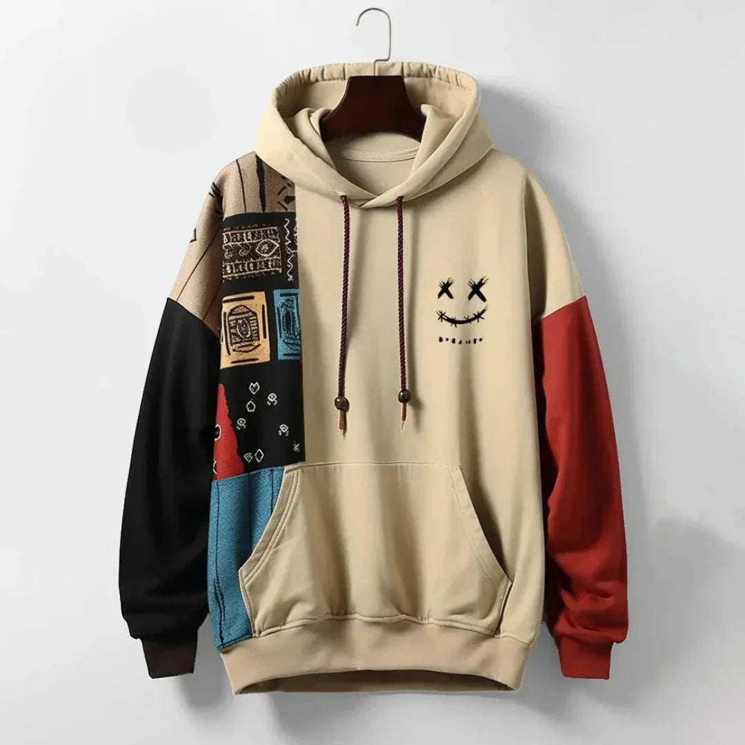 Streetwear Men Multi-Panel Graphic Hoodie
