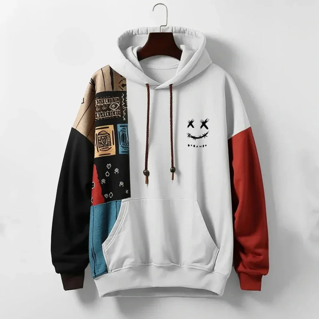 Streetwear Men Multi-Panel Graphic Hoodie
