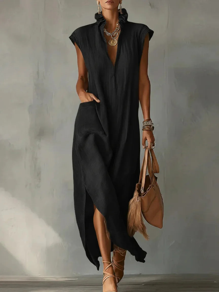 Amara Breathable Linen Midi Dress
