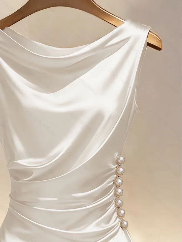 Delaney Draped Satin Midi Dress
