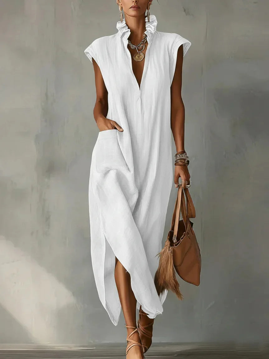 Amara Breathable Linen Midi Dress