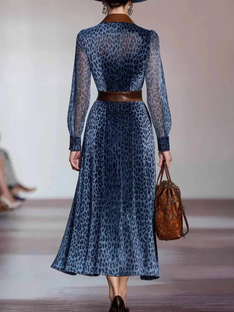 Ophelia Printed Mesh Midi Dress