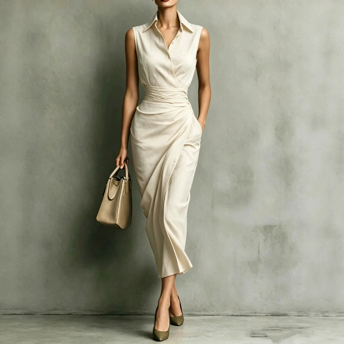 Dalphia Cinched Waist Midi Dress