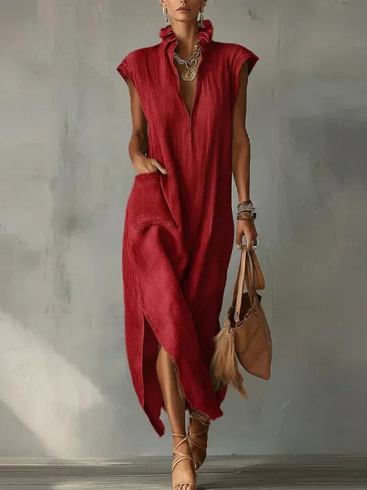 Amara Breathable Linen Midi Dress