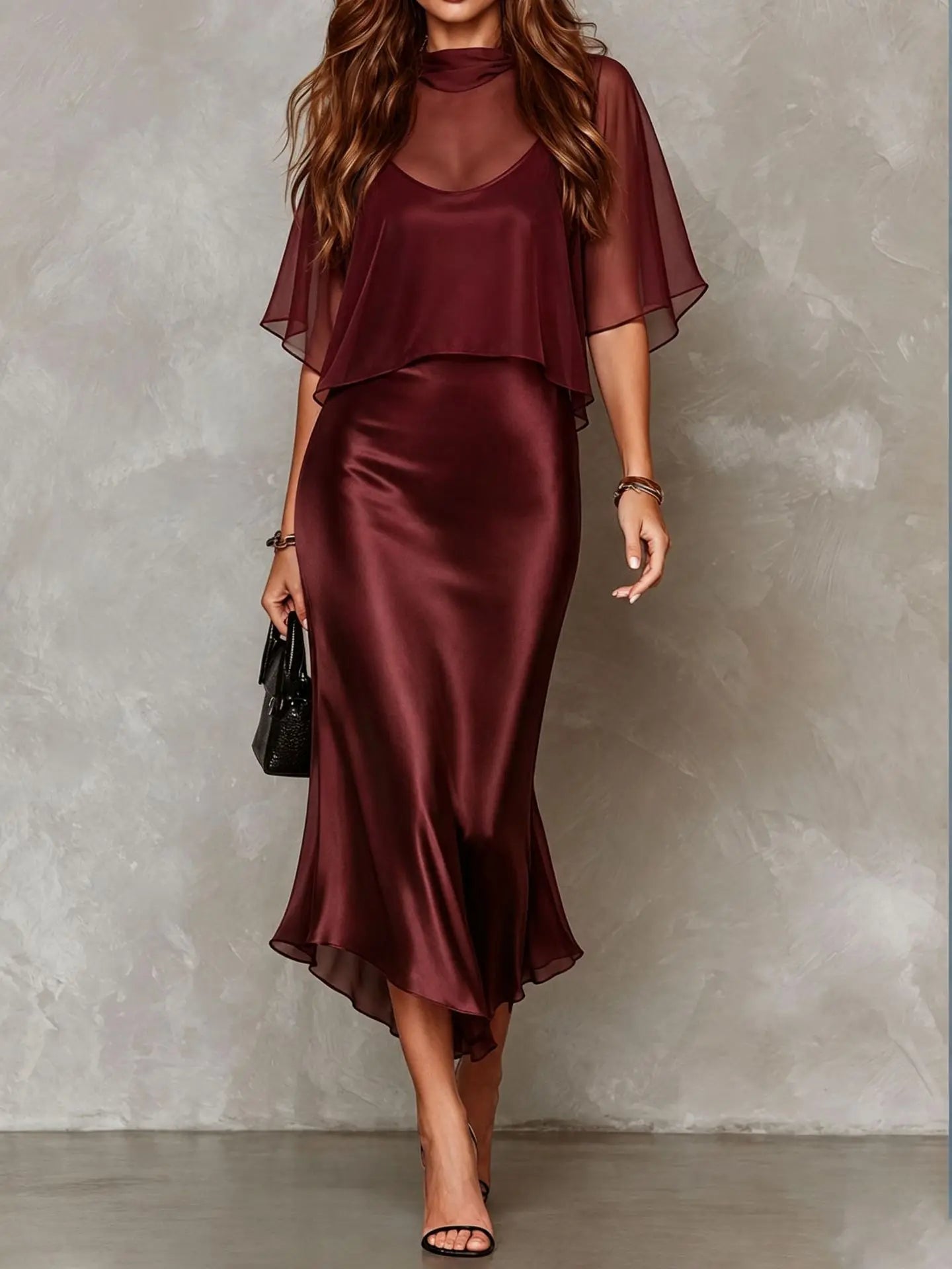 Maren Satin Midi Dress Set