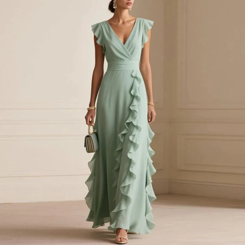 Camille Ruffle Trim Maxi Dress