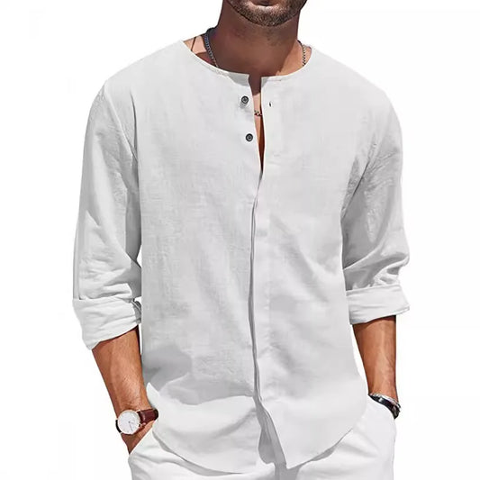 Shoreline Linen Henley Summer Shirt