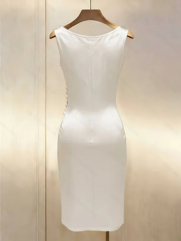 Delaney Draped Satin Midi Dress