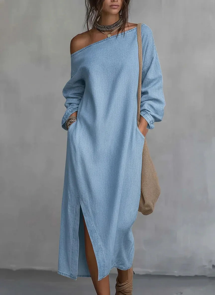 Daisy One Shoulder Linen Maxi Dress