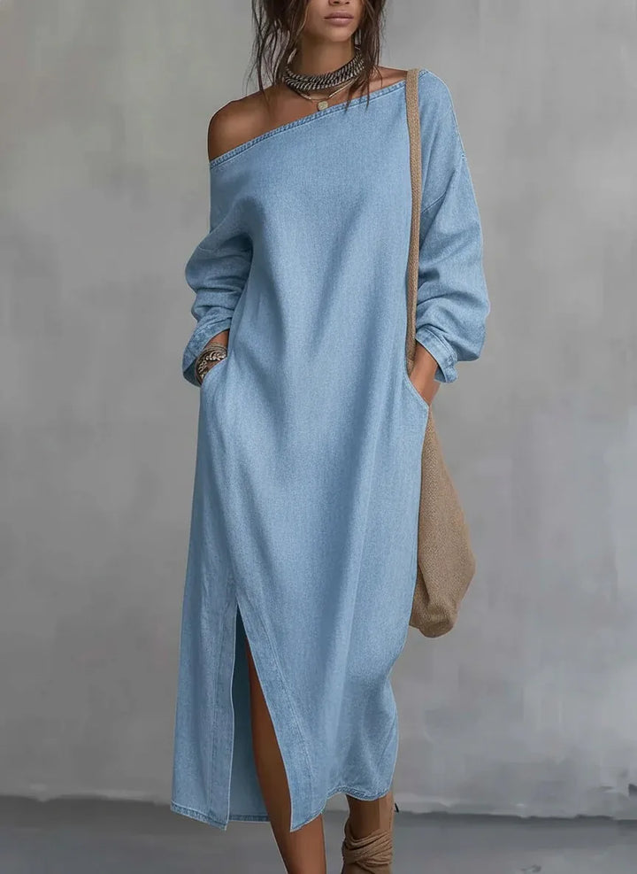 Daisy One Shoulder Linen Maxi Dress