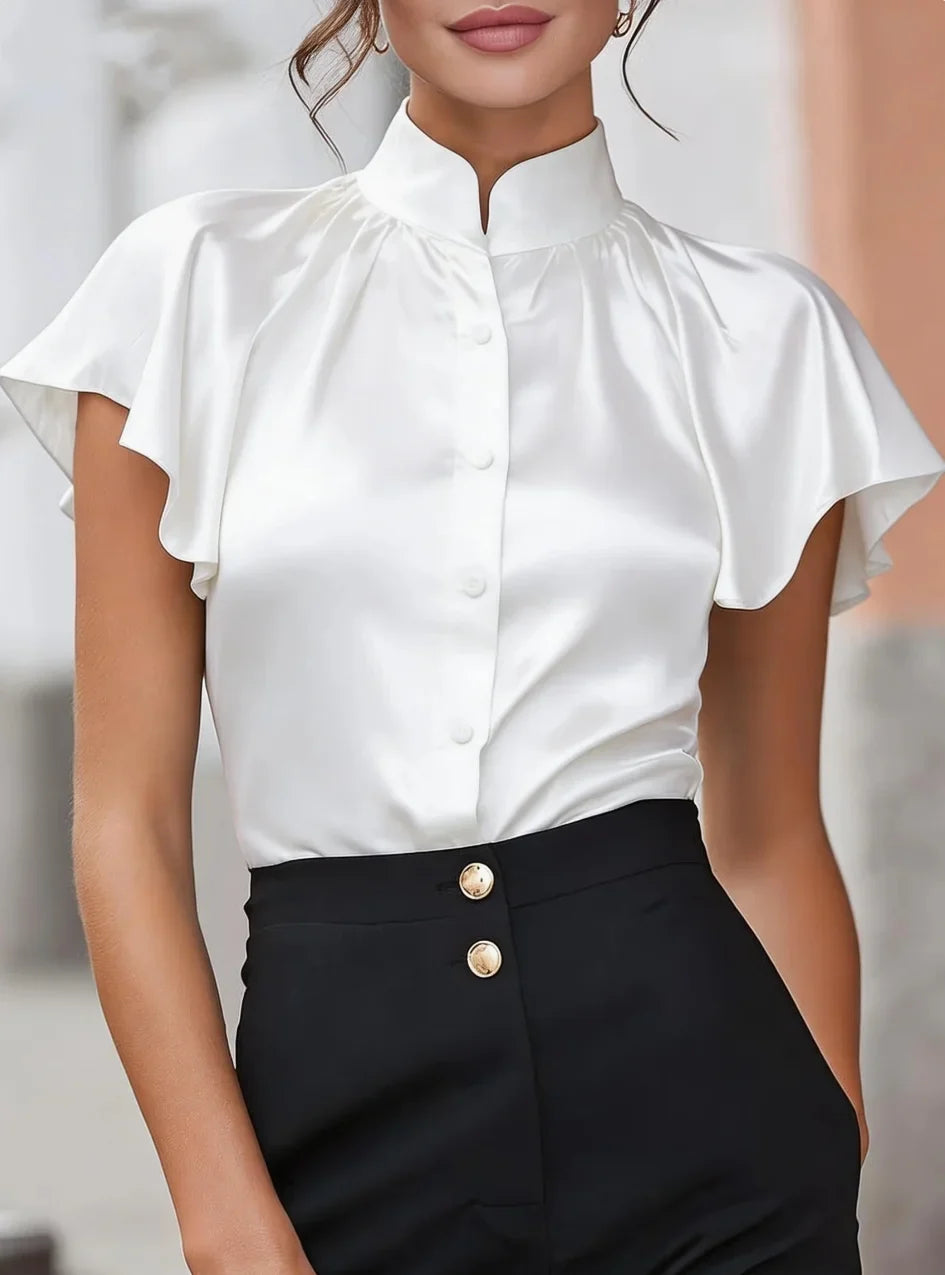 Juliana Satin Ruffle Blouse