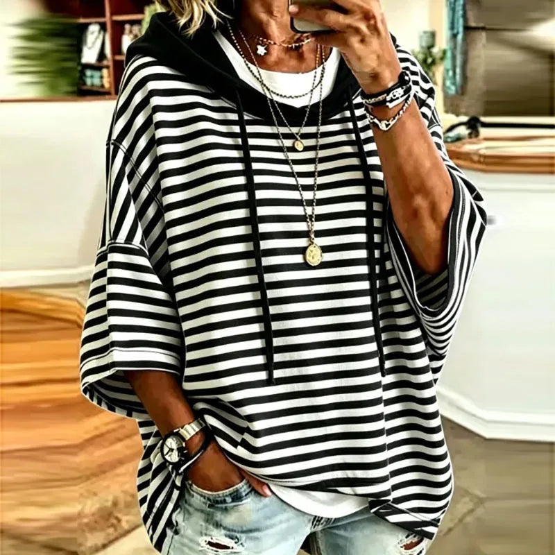 Quince Striped Hooded Pullover