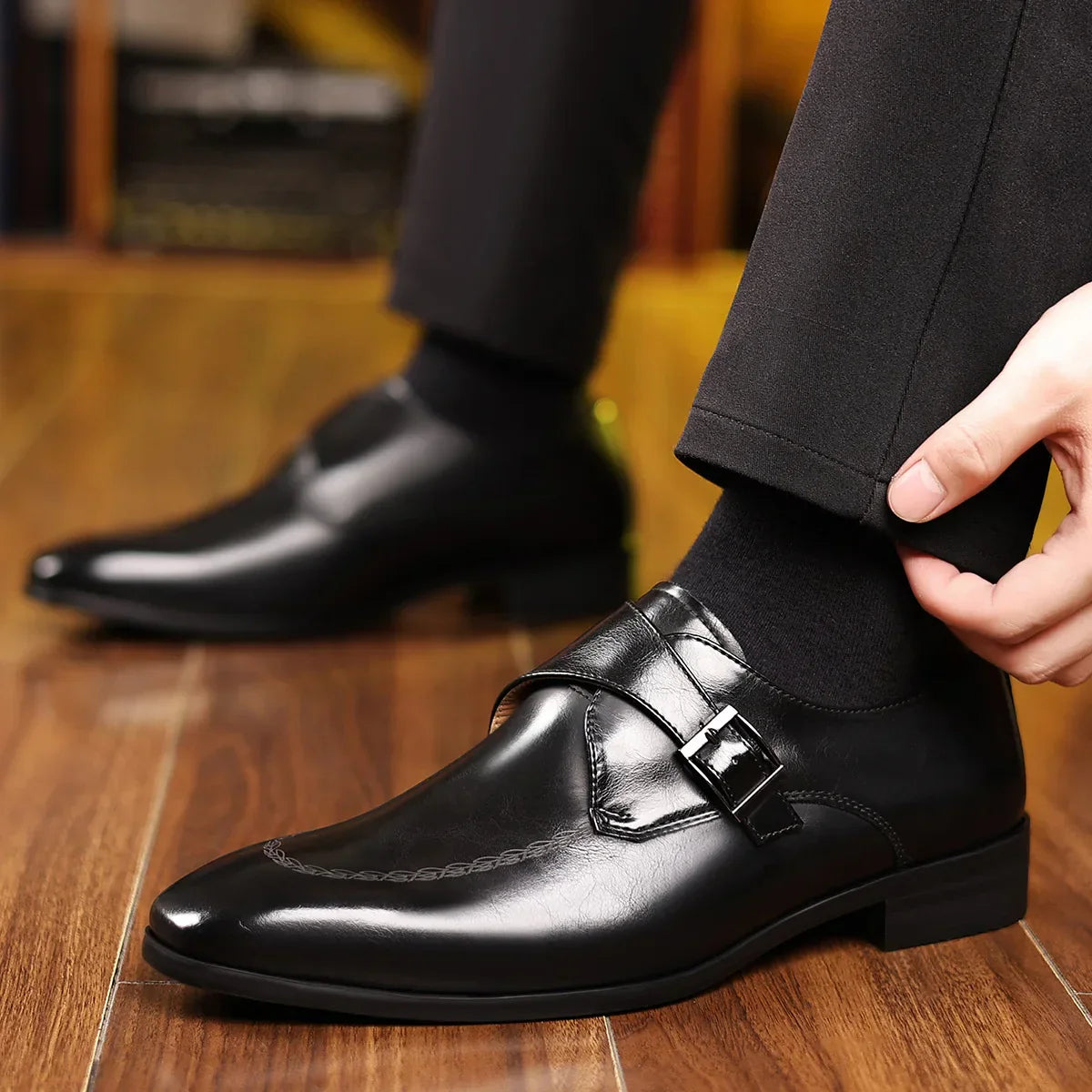 Atlas Leather Monk Strap Loafers