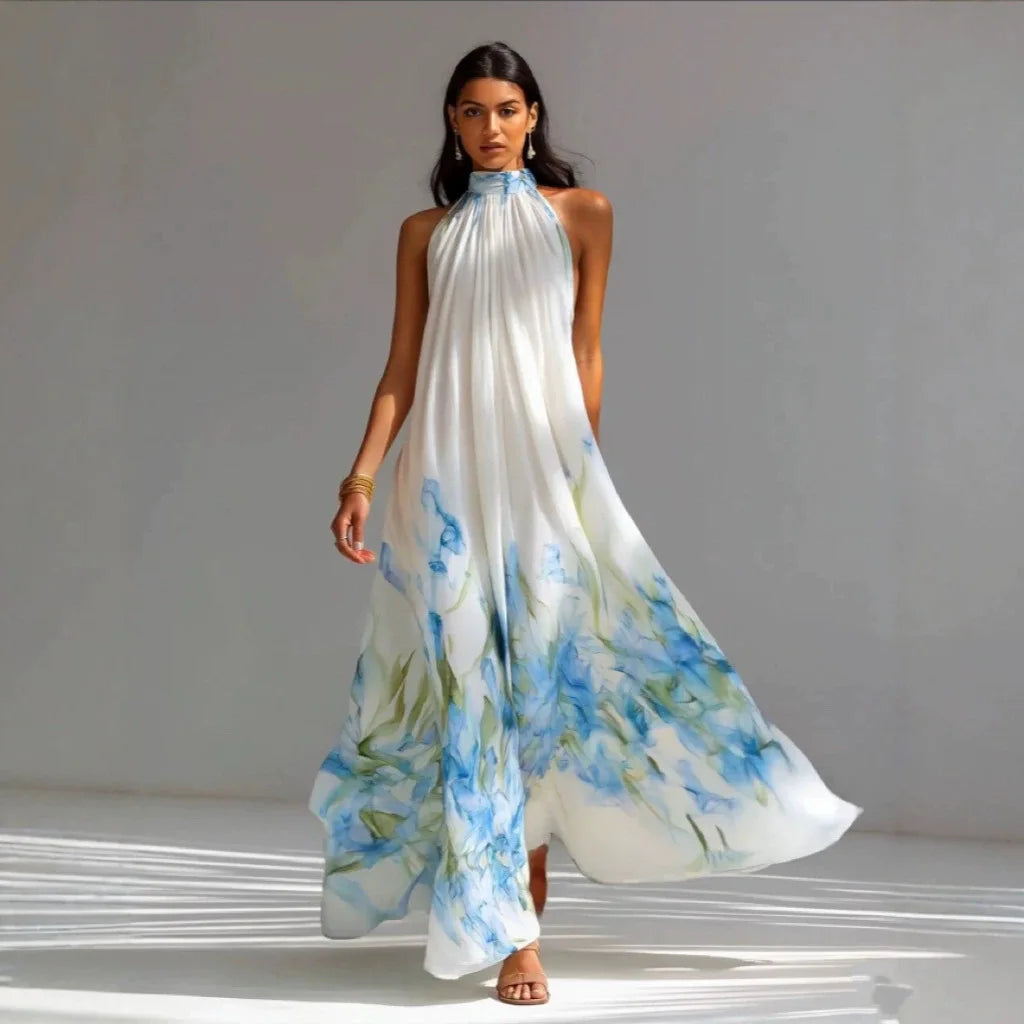 Yasmine Printed Halter Maxi Dress