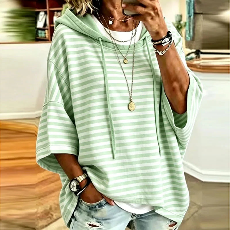 Quince Striped Hooded Pullover