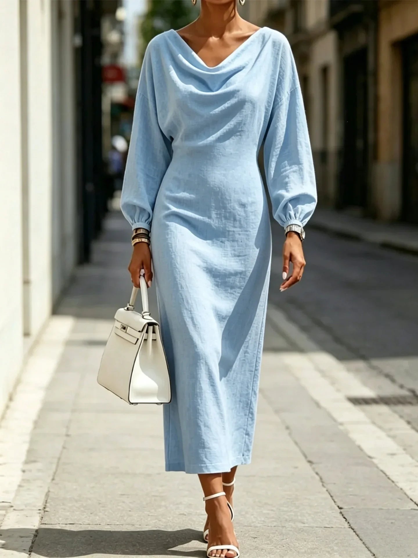 Elodie Cowl Neck Midi Dress