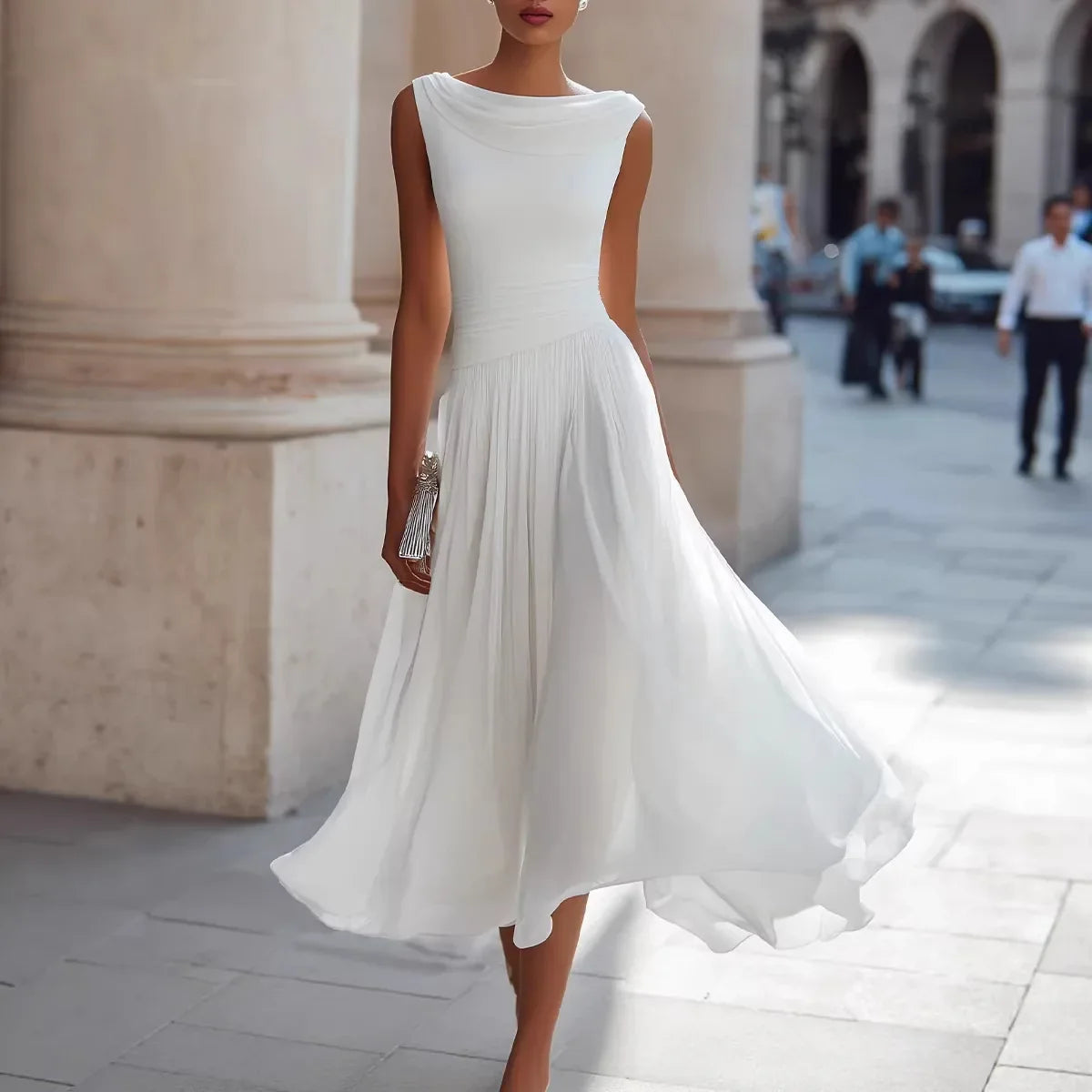 Brenda Flowing Pleated Midi Dress