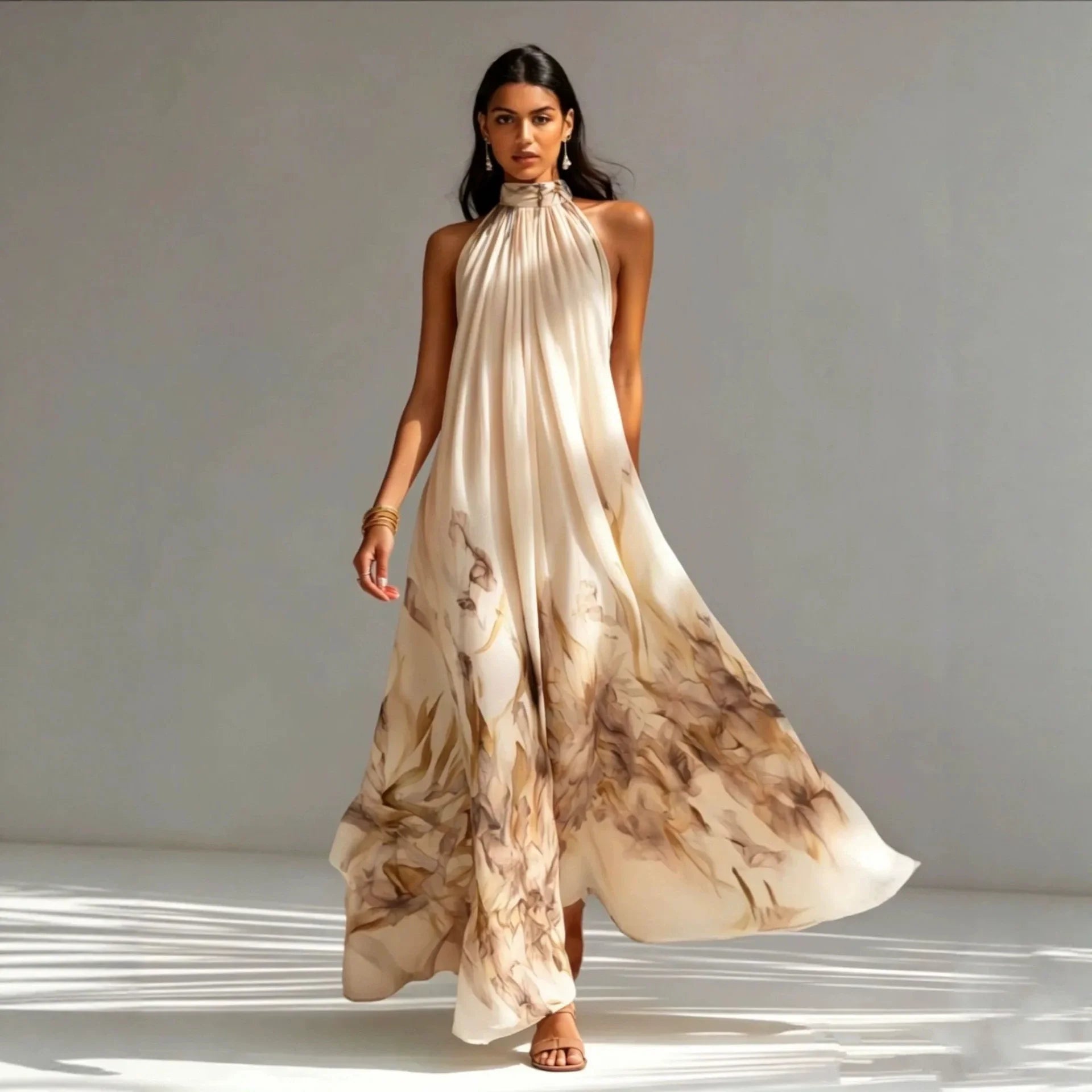 Yasmine Printed Halter Maxi Dress