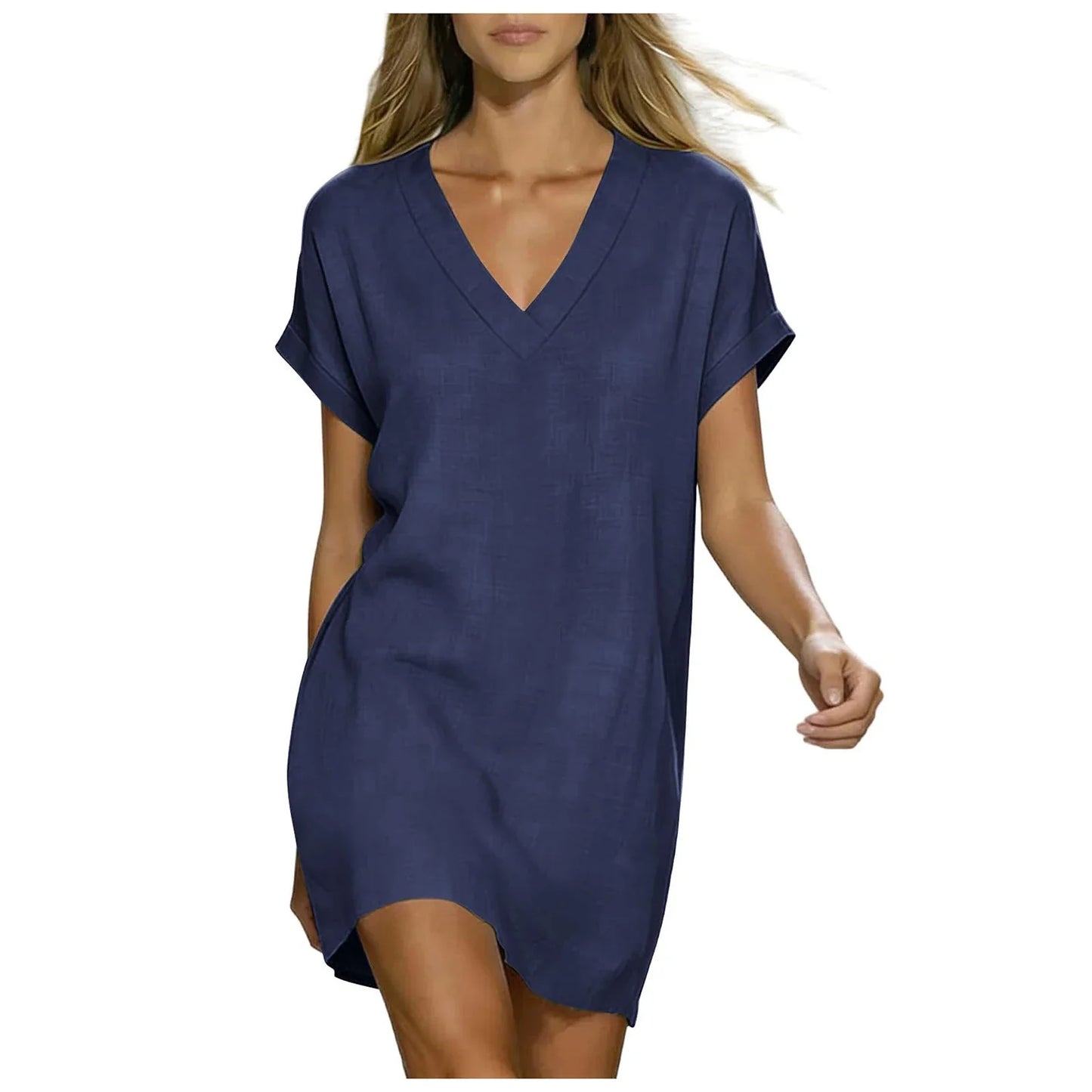 Margus V Neck Linen Shirt Dress