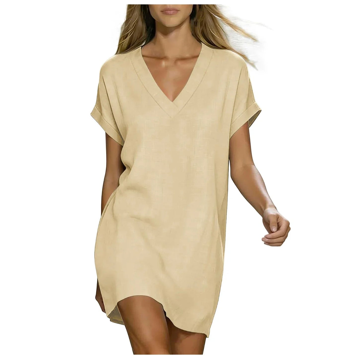 Margus V Neck Linen Shirt Dress