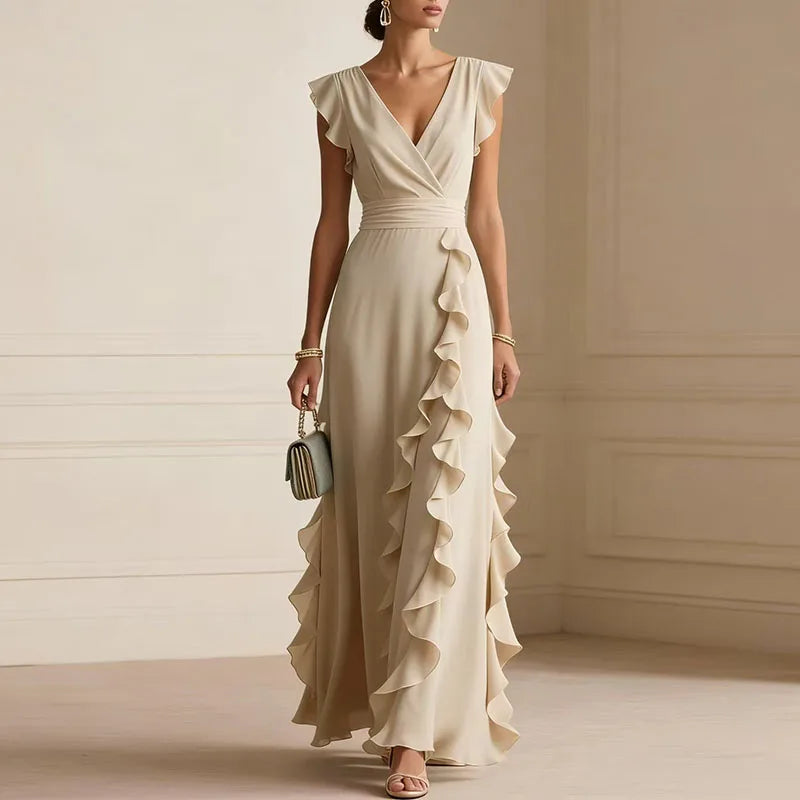Camille Ruffle Trim Maxi Dress