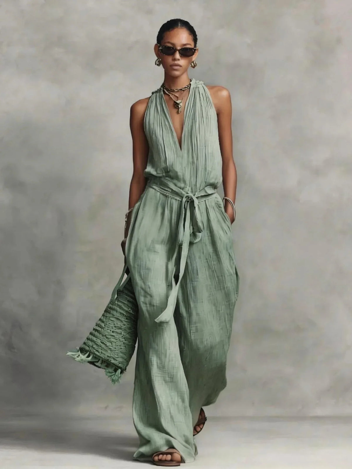 Carter Front Tie Wide Leg Jumpsuit