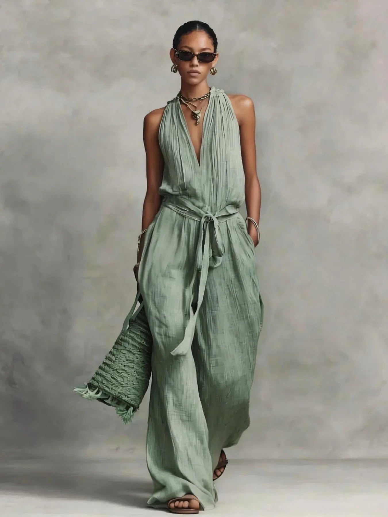 Carter Front Tie Wide Leg Jumpsuit