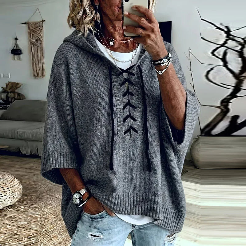 Genna Lace Up Hooded Pullover
