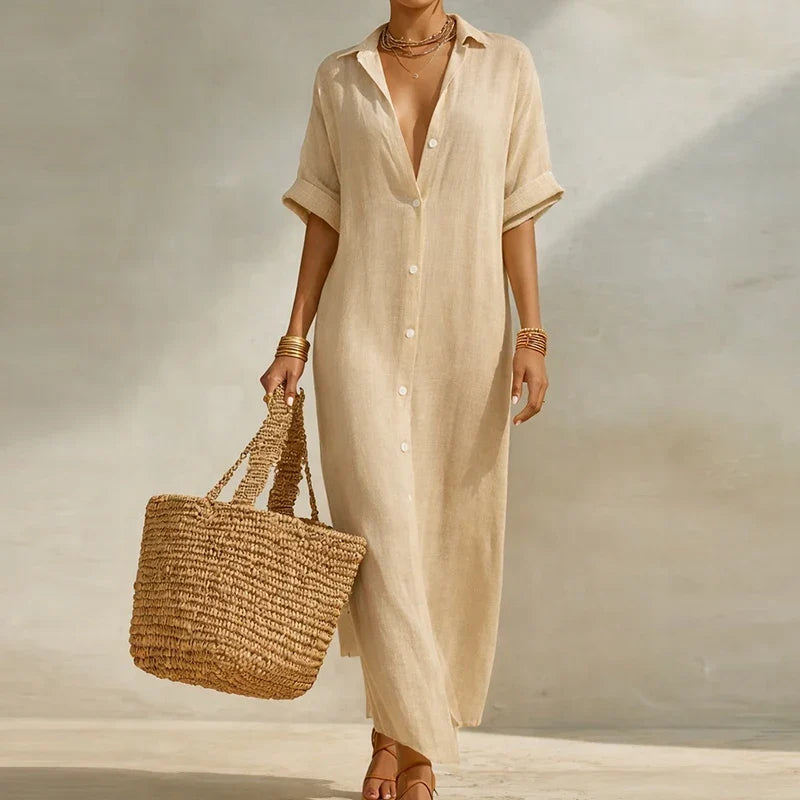 Cersei Linen Long Shirt Dress