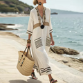 Zeloria Striped Kaftan Dress
